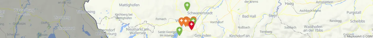Kartenansicht für Apotheken-Notdienste in der Nähe von Vöcklabruck (Vöcklabruck, Oberösterreich)